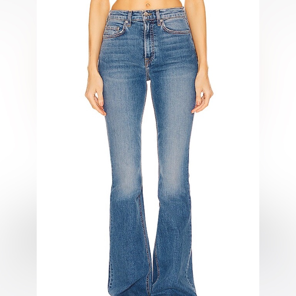 GRLFRND brand mid rise flared jeans